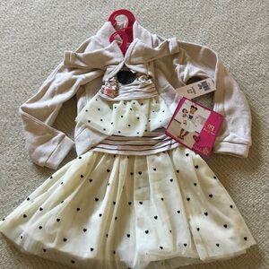 Adorable Cream and Black Polka Dot Kids Dance Costume